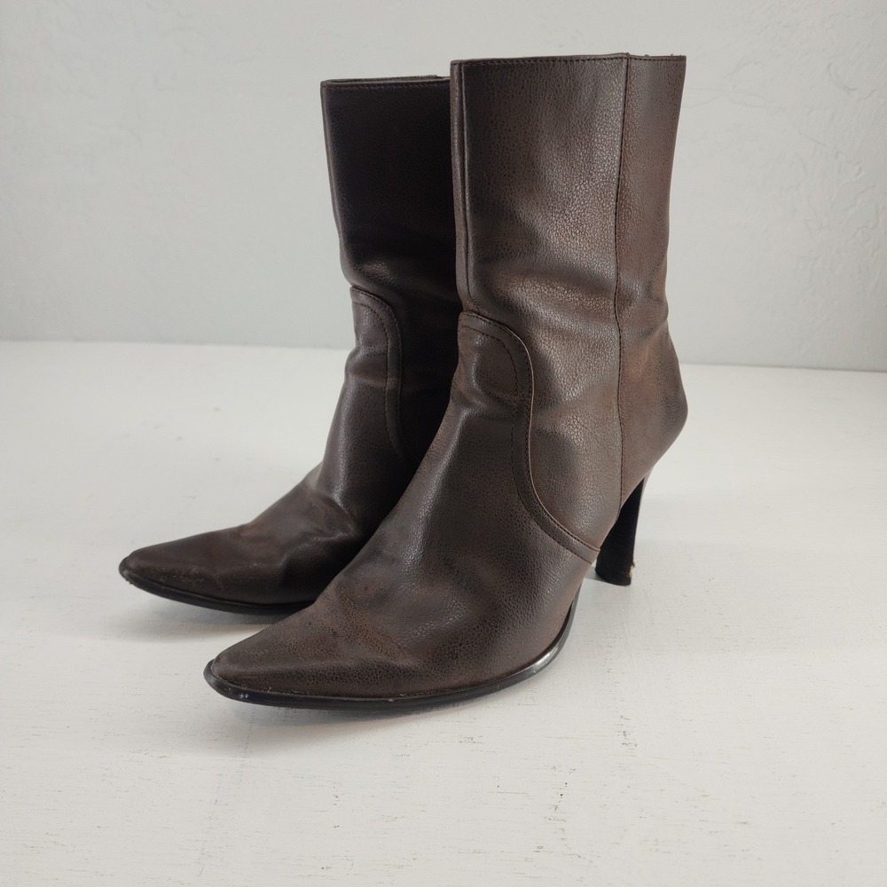 Candie's Brown Pointed Toe Stiletto Heel Back Zip Ankle Boots Women 8.5 60-17091